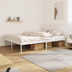 VidaXL Bedframe met hoofdbord metaal wit 160x200 cm