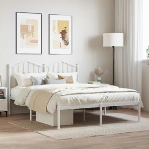 VidaXL Bedframe met hoofdbord metaal wit 135x190 cm