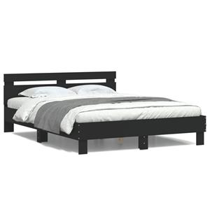 VidaXL Bedframe met hoofdeinde en LED zwart 150x200 cm