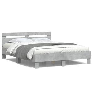 VidaXL Bedframe met hoofdeinde en LED betongrijs 150x200 cm