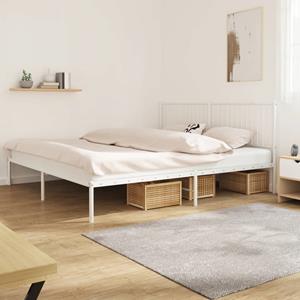 VidaXL Bedframe met hoofdbord metaal wit 200x200 cm