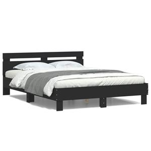 VidaXL Bedframe met hoofdeinde en LED zwart 140x200 cm