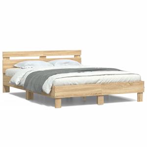 VidaXL Bedframe met hoofdeinde en LED sonoma eikenkleurig 140x200 cm