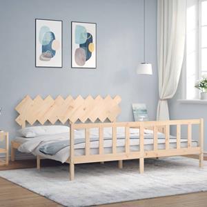 VidaXL Bedframe met hoofdbord massief hout 200x200 cm