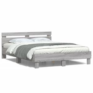 VidaXL Bedframe met hoofdeinde en LED grijs sonoma eiken 140x200 cm