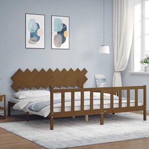 VidaXL Bedframe met hoofdbord massief hout honingbruin 200x200 cm