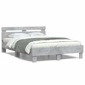 VidaXL Bedframe met hoofdeinde en LED betongrijs 120x200 cm