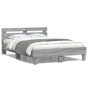 VidaXL Bedframe met hoofdeinde en LED grijs sonoma eiken 120x200 cm