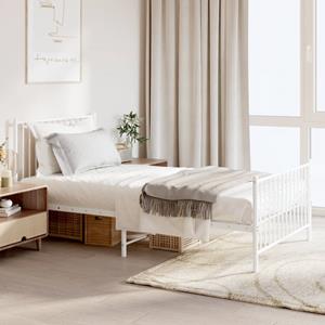 VidaXL Bedframe met hoofd- en voeteneinde metaal wit 100x190 cm