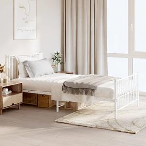 VidaXL Bedframe met hoofd- en voeteneinde metaal wit 100x200 cm
