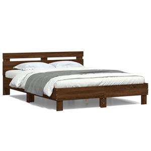 VidaXL Bedframe met hoofdeinde en LED bruin eikenkleur 140x190 cm