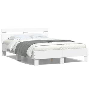 VidaXL Bedframe met hoofdeinde en LED wit 135x190 cm