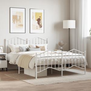 VidaXL Bedframe met hoofd- en voeteneinde metaal wit 135x190 cm