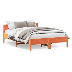 VidaXL Bedframe met hoofdbord massief grenenhout wasbruin 150x200 cm