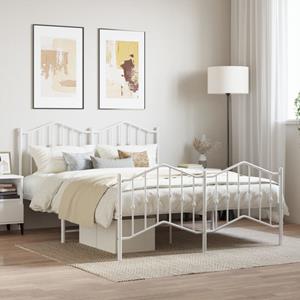 VidaXL Bedframe met hoofd- en voeteneinde metaal wit 140x190 cm