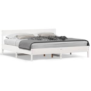 VidaXL Bedframe met hoofdbord massief grenenhout wit 200x200 cm