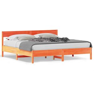 VidaXL Bedframe met hoofdbord massief grenenhout wasbruin 200x200 cm