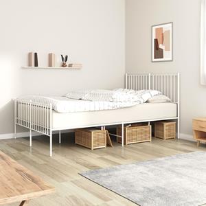 VidaXL Bedframe met hoofd- en voeteneinde metaal wit 135x190 cm