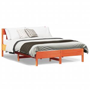 VidaXL Bedframe met hoofdbord massief grenenhout wasbruin 160x200 cm