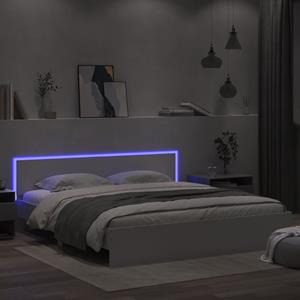 VidaXL Bedframe met hoofdeinde en LED-verlichting wit 200x200 cm