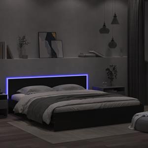 VidaXL Bedframe met hoofdeinde en LED-verlichting zwart 200x200 cm