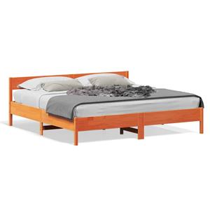 VidaXL Bedframe met hoofdbord massief grenenhout wasbruin 200x200 cm