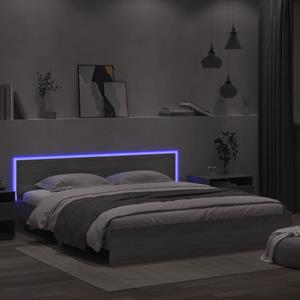 VidaXL Bedframe met hoofdeinde en LED grijs sonoma eiken 200x200 cm