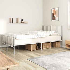 VidaXL Bedframe met hoofd- en voeteneinde metaal wit 150x200 cm