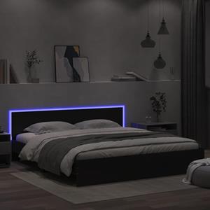 VidaXL Bedframe met hoofdeinde en LED zwart 180x200 cm