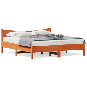 VidaXL Bedframe met hoofdbord massief grenenhout wasbruin 200x200 cm