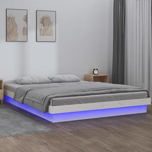 VidaXL Bedframe LED massief hout wit 120x200 cm