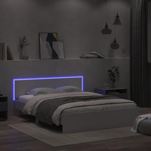 VidaXL Bedframe met hoofdeinde en LED-verlichting wit 160x200 cm