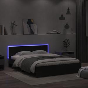 VidaXL Bedframe met hoofdeinde en LED-verlichting zwart 160x200 cm