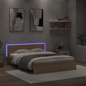 VidaXL Bedframe met hoofdeinde en LED sonoma eikenkleurig 160x200 cm