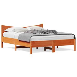 VidaXL Bedframe met hoofdbord massief grenenhout wasbruin 160x200 cm