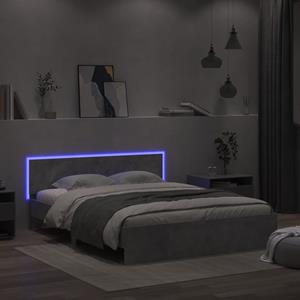 VidaXL Bedframe met hoofdeinde en LED-licht betongrijs 160x200 cm