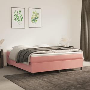 VidaXL Bedframe fluweel roze 160x200 cm