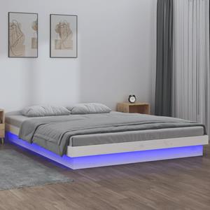 VidaXL Bedframe LED massief hout wit 150x200 cm