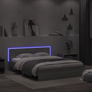 VidaXL Bedframe met hoofdeinde en LED-licht grijs sonoma 160x200 cm