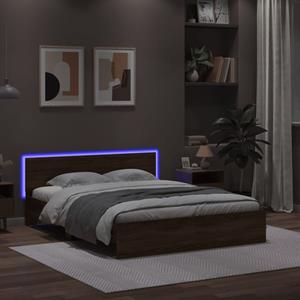 VidaXL Bedframe met hoofdeinde en LED bruin eikenkleur 160x200 cm