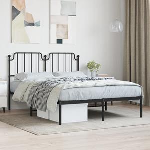 VidaXL Bedframe met hoofdbord metaal zwart 135x190 cm