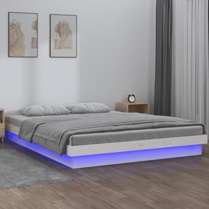 VidaXL Bedframe LED massief hout wit 160x200 cm