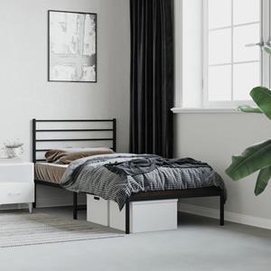 VidaXL Bedframe met hoofdbord metaal zwart 75x190 cm