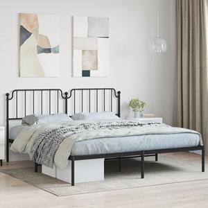 VidaXL Bedframe met hoofdbord metaal zwart 180x200 cm