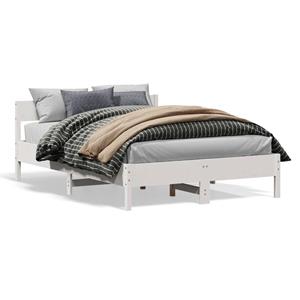 VidaXL Bedframe met hoofdbord massief grenenhout wit 120x190 cm