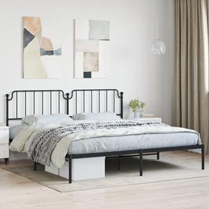 VidaXL Bedframe met hoofdbord metaal zwart 200x200 cm