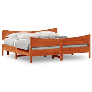 VidaXL Bedframe met hoofdbord massief grenenhout wasbruin 180x200 cm