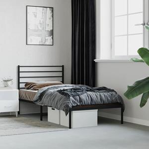 VidaXL Bedframe met hoofdbord metaal zwart 90x200 cm