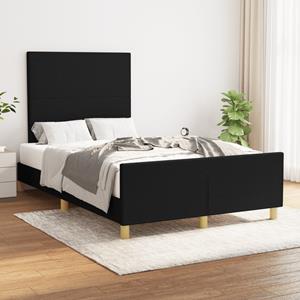 VidaXL Bedframe met hoofdbord stof zwart 120x200 cm