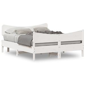 VidaXL Bedframe met hoofdbord massief grenenhout wit 160x200 cm